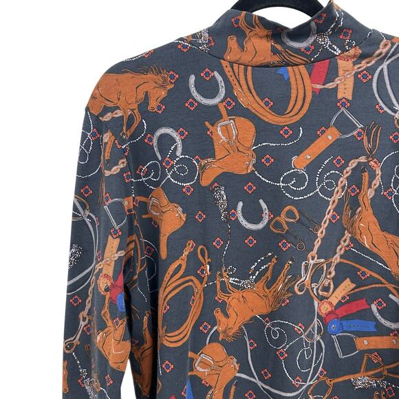 by Anthropologie Adventurer Horse Equestrian Print Mock Neck Top Womens XL - Picture 8 of 8